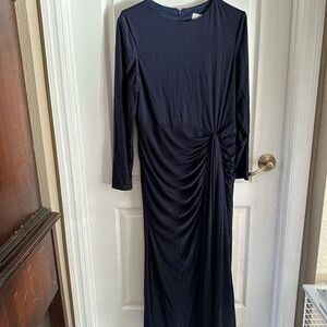 Elegant Navy Blue Long Sleeve Dress